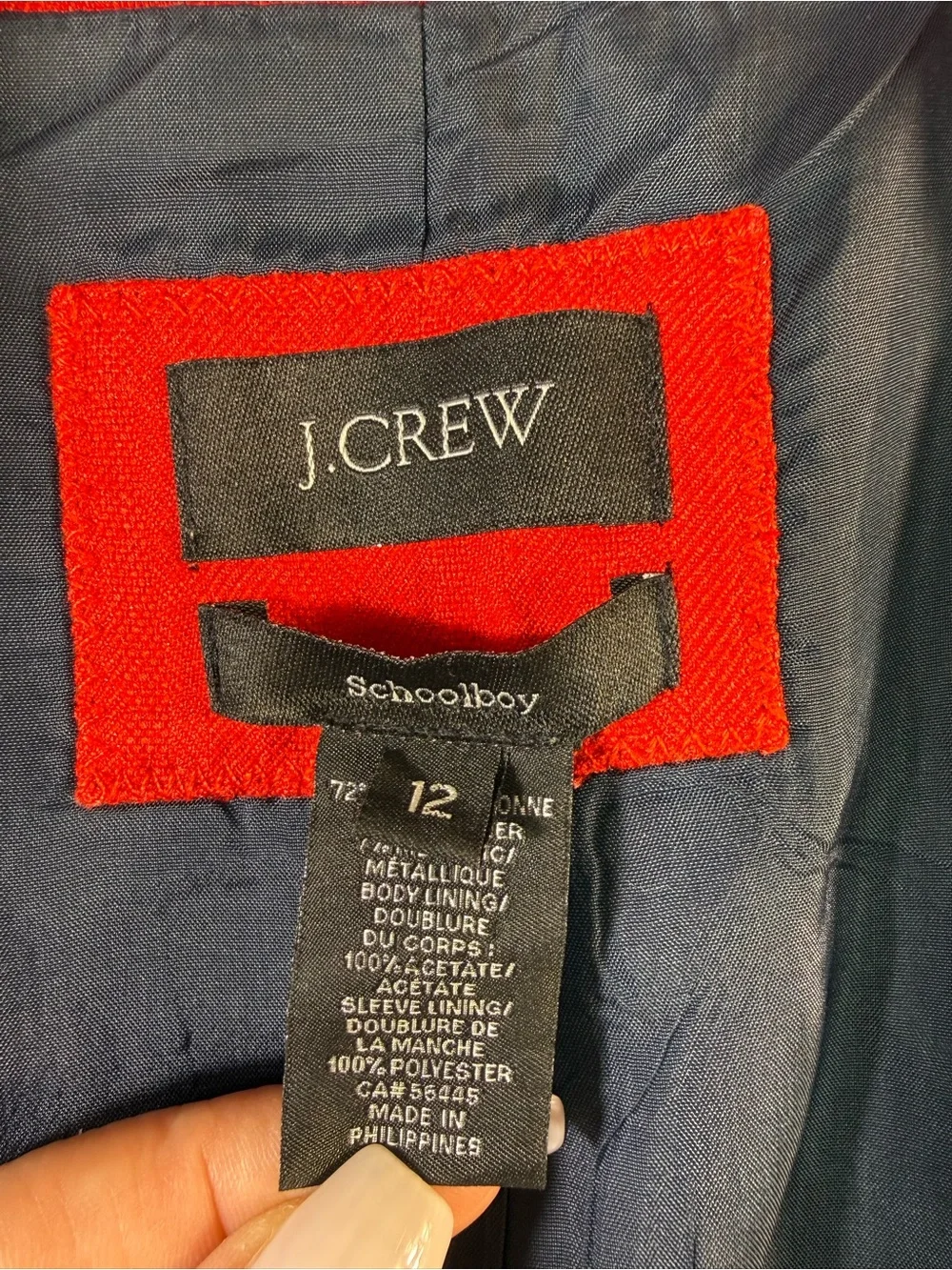 J. Crew Red Schoolboy Tailored Single-Breasted Blazer
